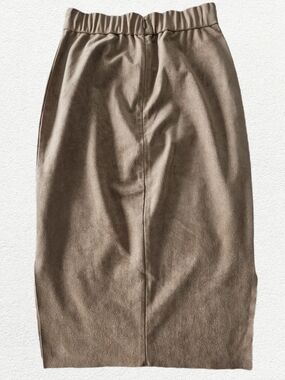 Wilfred Taupe Faux Suede Waist Pencil Skirt